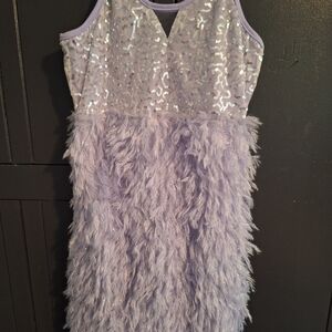 SHEIN Lilac Sequin and Feather Dress